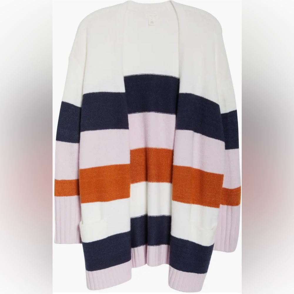 Caslon Stripe Cardigan (Plus Size)